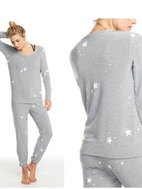 Chaser Gray/White Star 2 Piece Cozy Sweatshirt w/ Joggers, Size L/XL SEE NOTES